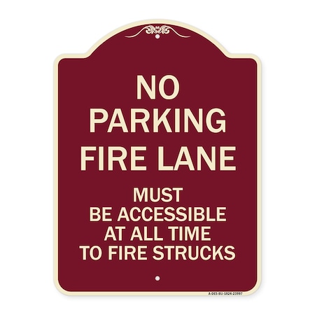 Signmission Fire Lane Must Accessible All Time to Fire Trucks Heavy-Gauge Alum Sign, 24" x 18", BU-1824-23997 A-DES-BU-1824-23997